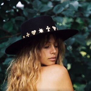 Lack Of Color Black Hat with Gold Accents